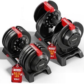 مجموعة دمبل قابلة للتعديل من Yagud مكونة من 2 دمبل بوزن 52.5 رطل، دوران يدوي واحد، نظام قفل أمان، مقبض محكم مضاد للانزلاق، مجموعة دمبل موفرة للمساحة لصالة الألعاب الرياضية المنزلية لكامل الجسم in Kuwait