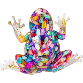 Natural Crystal Gravel Resin Frog Figurines - Healing Zen Decor for Fishbowl, Aquarium & Home, Handmade Frog Statues Collection, Spiritual Gift for Women (Meditation, Feng Shui, Positive Energy) in Kuwait