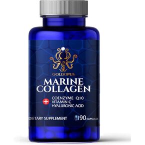 Marine Collagen Peptides Capsules with Hyaluronic Acid, Coenzyme Q10, Vitamin C - Preserve Beauty and Youth - Promote Firm Skin, Strong Nails&Hair, Healthy Joints, 90 Capsules, 1 Month Supply in Saudi Arabia