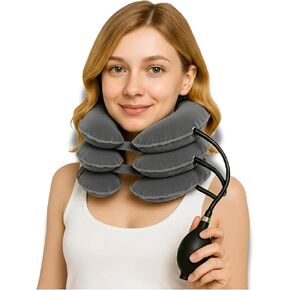Inflatable Neck Stretcher for Neck Pain Relief, Cervical Traction Device with Hand Pump, 3-Layer Adjustable Neck Decompression Collar for Pinched Nerve, Stiff Neck & Tech Neck Support in Kuwait
