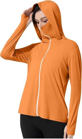 طفح الحرس للنساء قمصان الحماية من الأشعة فوق البنفسجية Spf 50 قمصان طويلة الأكمام مقنعين زمم هوديي المشي لمسافات طويلة الصيد قمصان الشمس in Kuwait