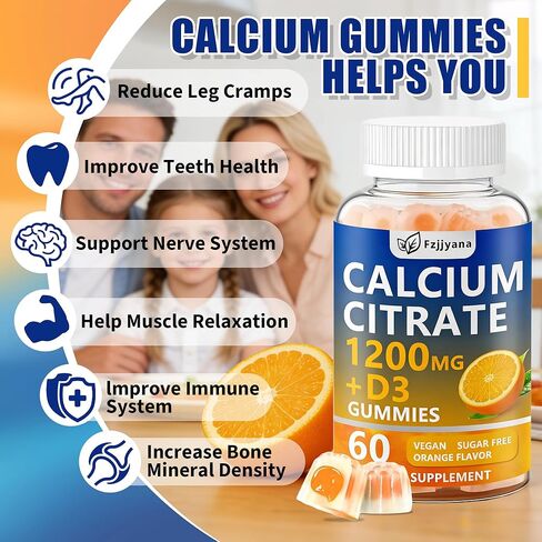 (عبوتان) علكات الكالسيوم مع فيتامين د3، 1200 مجم من مكملات الكالسيوم للنساء والرجال، تدعم صحة العظام والعضلات والأسنان، علكات مملوءة بالسوائل مع امتصاص أسرع 5 مرات، نباتي - 120 قطعة in Kuwait