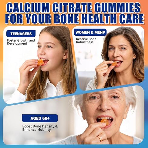 (عبوتان) علكات الكالسيوم مع فيتامين د3، 1200 مجم من مكملات الكالسيوم للنساء والرجال، تدعم صحة العظام والعضلات والأسنان، علكات مملوءة بالسوائل مع امتصاص أسرع 5 مرات، نباتي - 120 قطعة in Kuwait