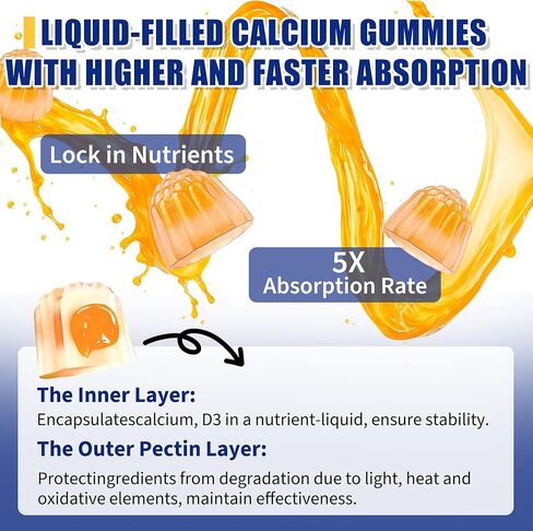 (عبوتان) علكات الكالسيوم مع فيتامين د3، 1200 مجم من مكملات الكالسيوم للنساء والرجال، تدعم صحة العظام والعضلات والأسنان، علكات مملوءة بالسوائل مع امتصاص أسرع 5 مرات، نباتي - 120 قطعة in Kuwait