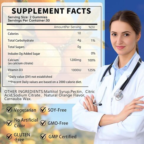 (عبوتان) علكات الكالسيوم مع فيتامين د3، 1200 مجم من مكملات الكالسيوم للنساء والرجال، تدعم صحة العظام والعضلات والأسنان، علكات مملوءة بالسوائل مع امتصاص أسرع 5 مرات، نباتي - 120 قطعة in Kuwait
