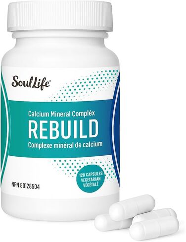 SoulLife Rebuild -Calcium Mineral Complex with Magnesium - Made with Lithothamnium Calcareum Seaweed - Plant-Based Daily Vitamins for Joint Support Supplement - 120 Vegetarian Capsules in Kuwait
