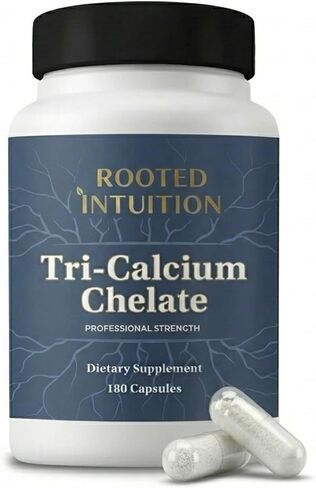Rooted Calcium Supplement 500 mg with Vitamin D3 - Bone Density Support - High Absorption Multi-Source Complex - Skeletal Strength - Muscle Heart Nerve Function - Tri-Calcium Chelate 180 Capsules in Saudi Arabia