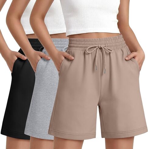 3 Pack Girls Bermuda Shorts Casual High Elastic Waisted Short Pants Drawstring Loose Pockets Sweat Shorts Summer in Saudi Arabia