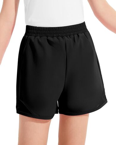 Girls Athletic Shorts High Waisted Running Shorts with Pockets Soccer Gym Sports Active Shorts for Kids in Saudi Arabia