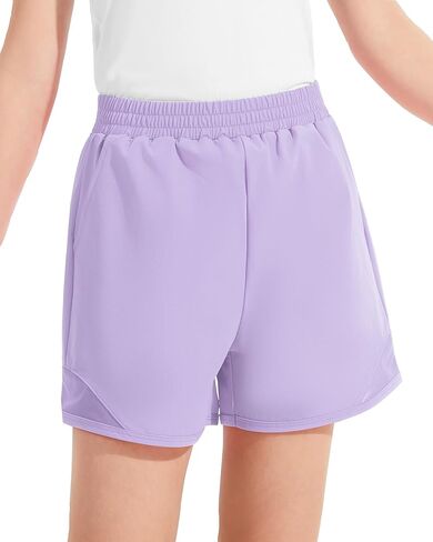 Girls Athletic Shorts High Waisted Running Shorts with Pockets Soccer Gym Sports Active Shorts for Kids in Saudi Arabia