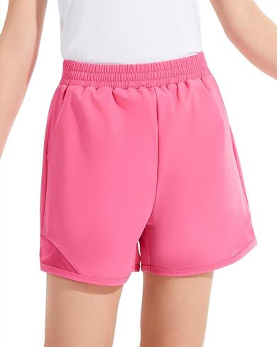 Girls Athletic Shorts High Waisted Running Shorts with Pockets Soccer Gym Sports Active Shorts for Kids in Saudi Arabia