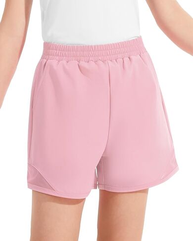 Girls Athletic Shorts High Waisted Running Shorts with Pockets Soccer Gym Sports Active Shorts for Kids in Saudi Arabia