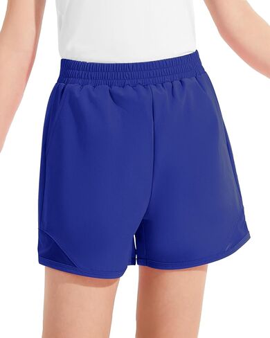 Girls Athletic Shorts High Waisted Running Shorts with Pockets Soccer Gym Sports Active Shorts for Kids in Saudi Arabia
