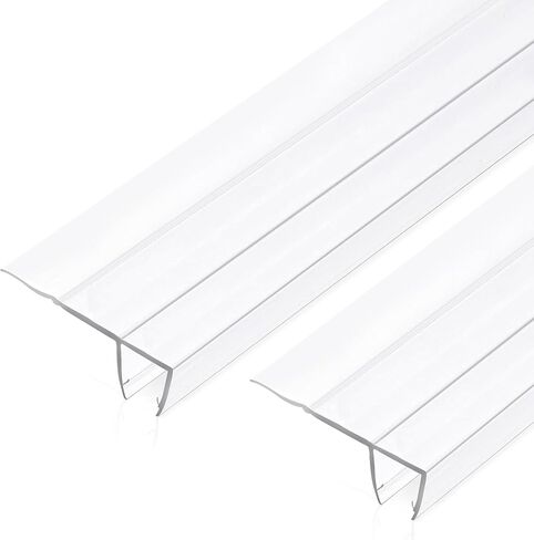 Bathroom Shower Glass Door Side Seal Strips, F-Shape Length 78 Inch 2PCS Transparent PVC Door Side Seall Strips with Magnetic Stripe for 3/8" (10mm) Thick Framless Glass Panel in Kuwait