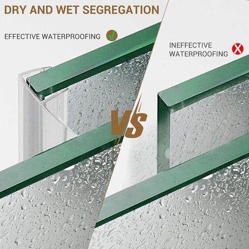 Bathroom Shower Glass Door Side Seal Strips, F-Shape Length 78 Inch 2PCS Transparent PVC Door Side Seall Strips with Magnetic Stripe for 3/8" (10mm) Thick Framless Glass Panel in Kuwait