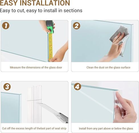 Bathroom Shower Glass Door Side Seal Strips, F-Shape Length 78 Inch 2PCS Transparent PVC Door Side Seall Strips with Magnetic Stripe for 3/8" (10mm) Thick Framless Glass Panel in Kuwait