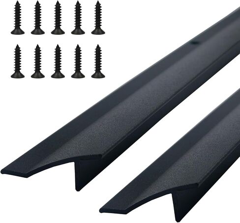 35.43 in / 90cm L Aluminum Door Drip Cap with Screws, Rain Drip Guard, Door Bottom Sweep Edge Deflector,Overall Height 1-1/2 in, 2 Pcs Black in Kuwait