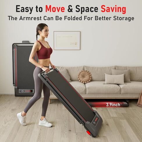 Walking Pad, Incline Walking Pad Treadmill, Under Desk Treadmills 265 Lbs Capacity, 2.5HP Low Noise Portable Running Machine for Home and Office, with LED Display, Remote Control in Kuwait