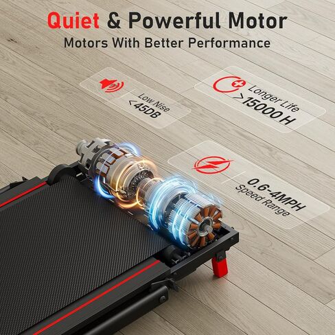 Walking Pad, Incline Walking Pad Treadmill, Under Desk Treadmills 265 Lbs Capacity, 2.5HP Low Noise Portable Running Machine for Home and Office, with LED Display, Remote Control in Kuwait