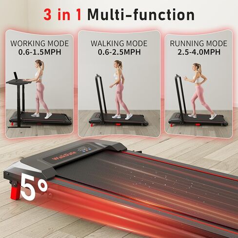 Walking Pad, Incline Walking Pad Treadmill, Under Desk Treadmills 265 Lbs Capacity, 2.5HP Low Noise Portable Running Machine for Home and Office, with LED Display, Remote Control in Kuwait
