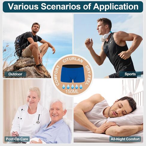 CITURALAN Incontinence Underwear for Men - 150ml Ultra Absorbency, 5-Layer Leakproof Technology, Machine Washable, Reusable Bladder Control for Men 5 Pack (5 Color, M) in Saudi Arabia