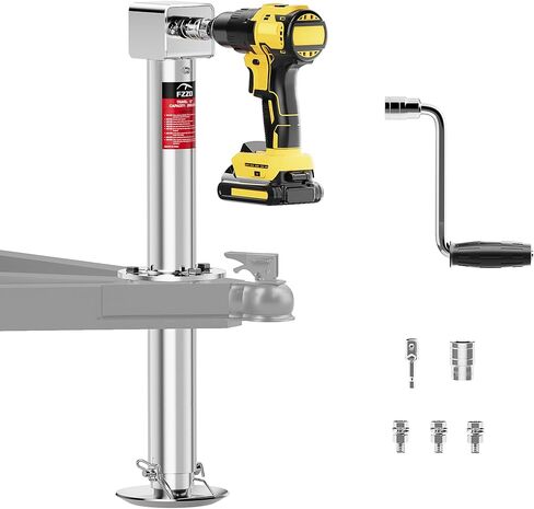 FZZD 5000 lbs A-Frame Trailer Jack, 20-24V Cordless Drill Compatible, 23" Lift, for Utility,RVs (Black) in Kuwait