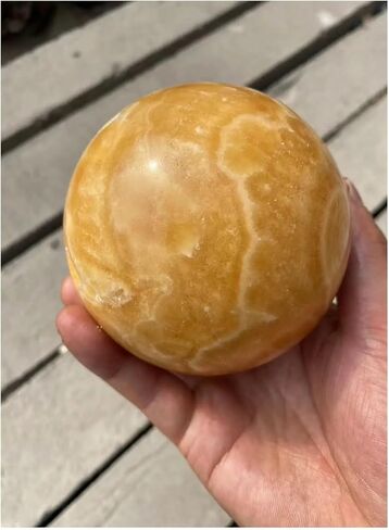 1 قطعة 200-250 جرام كرة كريستالية من الكالسيت الأصفر والبرتقالي in Kuwait