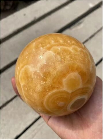 1 قطعة 200-250 جرام كرة كريستالية من الكالسيت الأصفر والبرتقالي in Kuwait