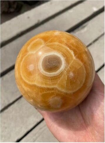 1 قطعة 200-250 جرام كرة كريستالية من الكالسيت الأصفر والبرتقالي in Kuwait