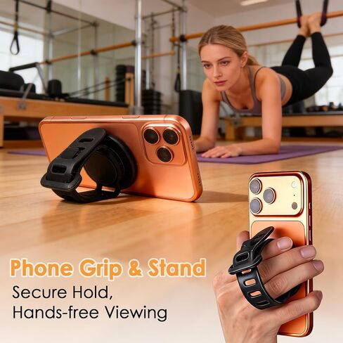 حامل هاتف لـ Magsafe للياقة البدنية في صالة الألعاب الرياضية، حامل هاتف للدراجة مع حزام سيليكون قابل للتعديل، حامل هاتف مغناطيسي للدراجة لمعدات الصالة الرياضية، عربة الأطفال، عربة التسوق، دراجات التمرين، عربة دفع الجولف (أسود) in Kuwait