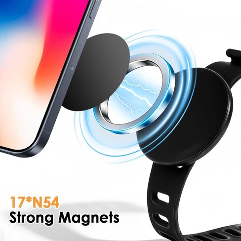 حامل هاتف لـ Magsafe للياقة البدنية في صالة الألعاب الرياضية، حامل هاتف للدراجة مع حزام سيليكون قابل للتعديل، حامل هاتف مغناطيسي للدراجة لمعدات الصالة الرياضية، عربة الأطفال، عربة التسوق، دراجات التمرين، عربة دفع الجولف (أسود) in Kuwait