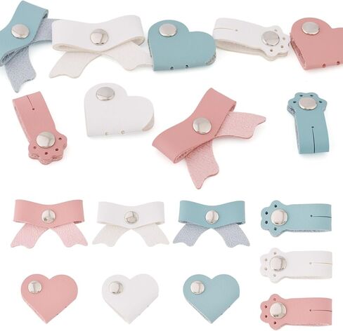 9pcs PU Leather Cord Organizer Heart Paw Print Bowknot Cable Straps Lovely Portable Earphone USB Cord Holder Wire Management for Travel Home Office in Saudi Arabia