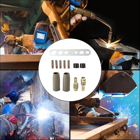 12PCS MIG Welding Nozzle Kit Compatible with 15AK Torch 0.8-1.2mm Copper Contact Tips Heat Resistant Airless Gas Protection Accessories 1 in Saudi Arabia