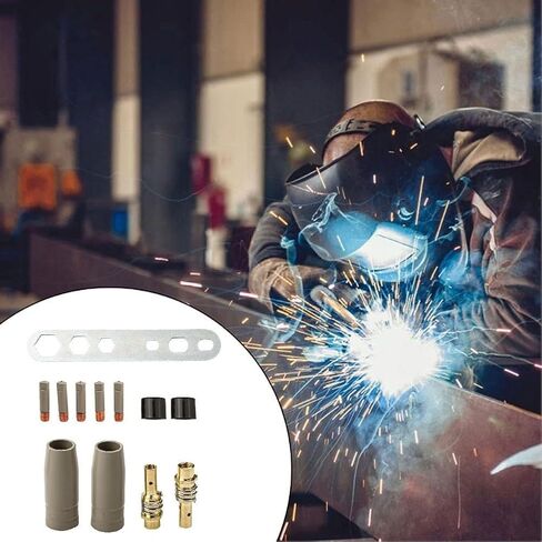 12PCS MIG Welding Nozzle Kit Compatible with 15AK Torch 0.8-1.2mm Copper Contact Tips Heat Resistant Airless Gas Protection Accessories 1 in Saudi Arabia