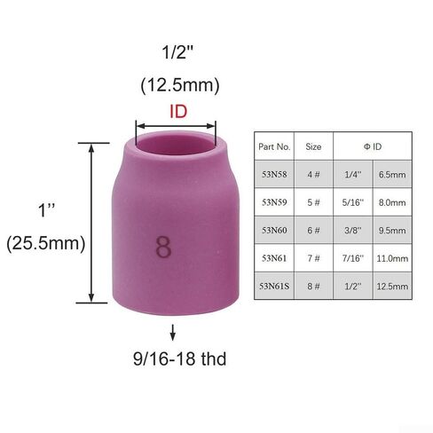 5 Pcs Ceramic Gas Lens Cup #8 1/2" for WP-9/20/25/17/18/26 TIG Welding Torch for Rilon Jasic Mitech in Saudi Arabia