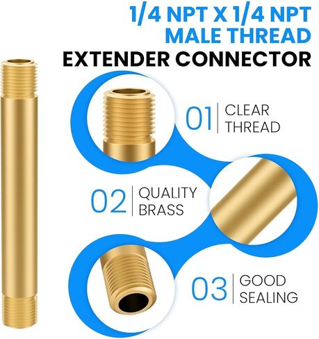 SDTC Tech Brass Pipe Fitting Long Nipple, 1/4 NPT Male x 1/4 NPT Male Thread Cast Straight Extender Connector, 4" Length Brass Nipple for Fuel, Air, Water, Boat, Gas, Oil (1 PCS) in Saudi Arabia