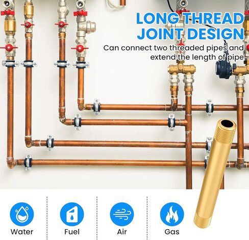 SDTC Tech Brass Pipe Fitting Long Nipple, 1/4 NPT Male x 1/4 NPT Male Thread Cast Straight Extender Connector, 4" Length Brass Nipple for Fuel, Air, Water, Boat, Gas, Oil (1 PCS) in Saudi Arabia