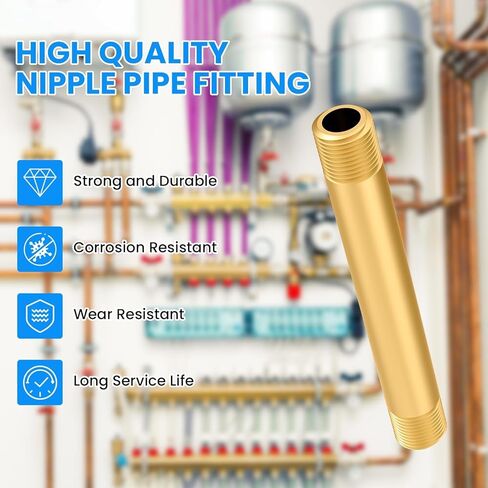 SDTC Tech Brass Pipe Fitting Long Nipple, 1/4 NPT Male x 1/4 NPT Male Thread Cast Straight Extender Connector, 4" Length Brass Nipple for Fuel, Air, Water, Boat, Gas, Oil (1 PCS) in Saudi Arabia