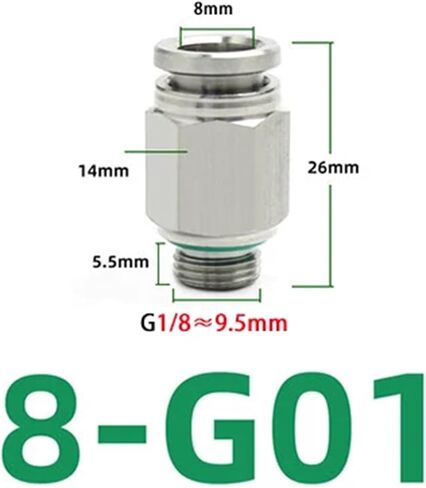 PC-G Straight-Through Pneumatic Quick Connector 304 Stainless Steel G1/8 1/4 3/8 1/2 External Thread Hose Connector 4 6 8 10mm(PC8-G01) in Saudi Arabia