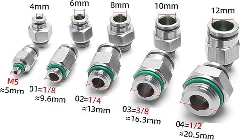 PC-G Straight-Through Pneumatic Quick Connector 304 Stainless Steel G1/8 1/4 3/8 1/2 External Thread Hose Connector 4 6 8 10mm(PC8-G01) in Saudi Arabia