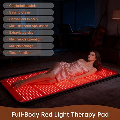 Full Body Red Light Therapy Mat, 74.8"*35.4" Whole Red Light Therapy Pad for Body with 660nm & 850nm, 1260 LEDs redlight Blanket with Adjustable Timer & Intensity, Gifts for Women, Men, and Pets in Saudi Arabia