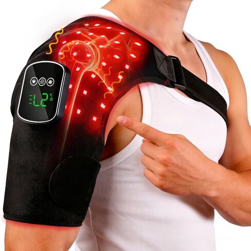 Red Light Therapy for Shoulder with Heat & Massage, 6 Modes, 5000mAh Cordless Controller, 228 LEDs 660nm & 850nm, Portable Heated Shoulder Wrap, 120–480 Min Runtime (Black) in Saudi Arabia