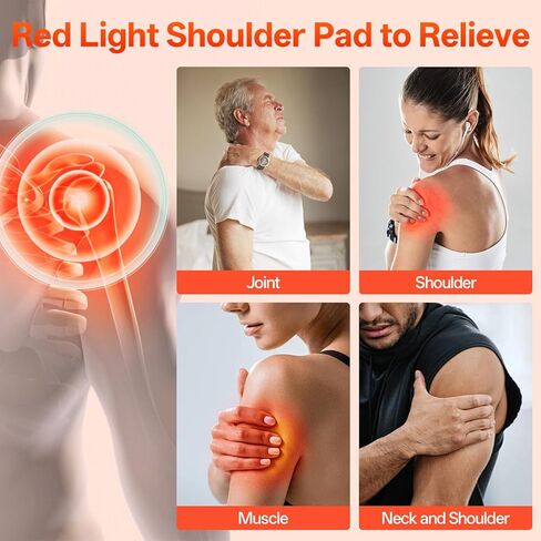 Red Light Therapy for Shoulder with Heat & Massage, 6 Modes, 5000mAh Cordless Controller, 228 LEDs 660nm & 850nm, Portable Heated Shoulder Wrap, 120–480 Min Runtime (Black) in Saudi Arabia