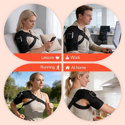Red Light Therapy for Shoulder with Heat & Massage, 6 Modes, 5000mAh Cordless Controller, 228 LEDs 660nm & 850nm, Portable Heated Shoulder Wrap, 120–480 Min Runtime (Black) in Saudi Arabia