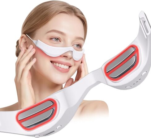 Under-Eye Red Light Therapy Glasses, Rechargeable Therapy Device Microcurrent Eye Massager, Botanique Paris Eyes Bag Remover for Dark Circles, Eye Bags & Wrinkles (White) in Saudi Arabia