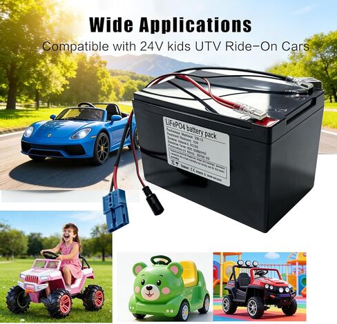 بطارية LiFePO4 24 فولت 6 أمبير للسيارات والألعاب، متوافقة مع Dynacraft Realtree 24V UTVs - خفيفة الوزن وطويلة الأمد، مع شاحن سريع 2 أمبير (24V6Ah) in Kuwait
