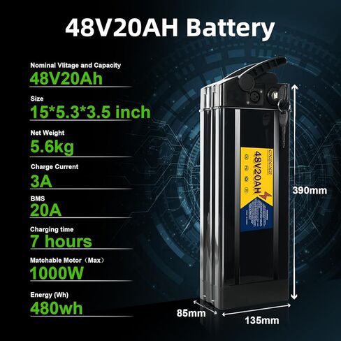48V20Ah Lithium-Ion Battery - Universal Power Pack for for 250W 350W 500W 700W 900W 1000W Folding Electric Bikes,E-b-IKE Conversion Kit with 20A BMS,Safe Lock in Saudi Arabia