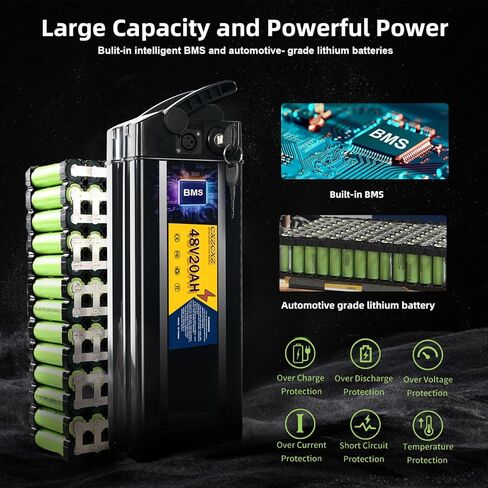 48V20Ah Lithium-Ion Battery - Universal Power Pack for for 250W 350W 500W 700W 900W 1000W Folding Electric Bikes,E-b-IKE Conversion Kit with 20A BMS,Safe Lock in Saudi Arabia
