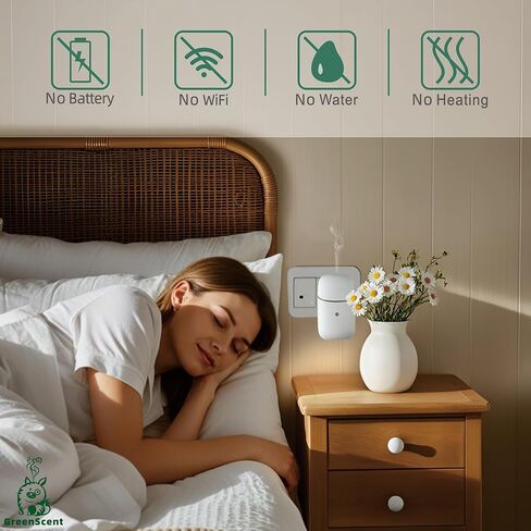 Waterless Essential Oil Diffuser : Plug in Diffuser for Bathroom, Bedroom, Living Room, Kitchen. Daily 12H Timer Intermittent Dry Mist, Fits 10ml Oil Bottles,(2026 New Model) in Saudi Arabia
