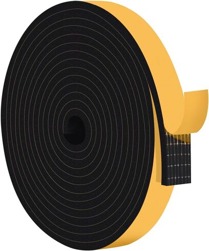 Foam Weather Stripping Door Seal Strip 1/2" x 1/4", Strong Adhesive High Density Foam Tape, Energy Saving, Weatherproof, Soundproof Insulation for Doors and Windows, Black in Saudi Arabia